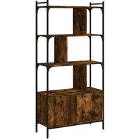 Vidaxl Bookcase With Doors Smoked Oak 76.5X30X154.5 Cm Engineered Wood, Brown