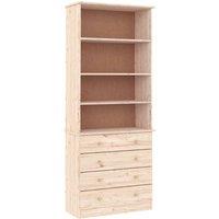 Vidaxl Bookcase With Drawers Alta 77X35X186.5 Cm Solid Wood Pine, Brown