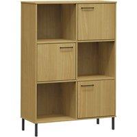 Vidaxl Bookcase With Metal Legs Brown 90X35X128.5 Cm Solid Wood Oslo, Brown