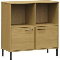 Vidaxl Bookcase With Metal Legs Brown 90X35X90.5 Cm Solid Wood Oslo, Brown