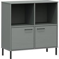 Vidaxl Bookcase With Metal Legs Grey 90X35X90.5 Cm Solid Wood Oslo, Grey