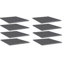Vidaxl Bookshelf Boards 8 Pcs High Gloss Grey 40X50X1.5 Cm Engineered Wood, Grey