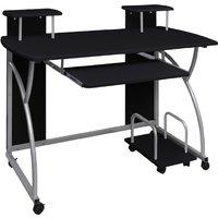 Vidaxl Computer Desk Black 110X52X88.5 Cm Engineered Wood, Black