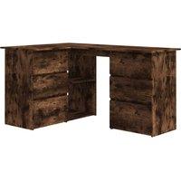 Vidaxl Corner Desk Smoked Oak 145X100X76 Cm Engineered Wood, Brown
