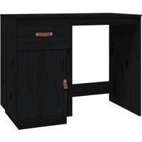Vidaxl Desk Black 95X50X75 Cm Solid Wood Pine, Black