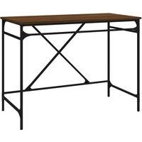 Vidaxl Desk Brown Oak 100X50X75 Cm Engineered Wood And Iron, Brown