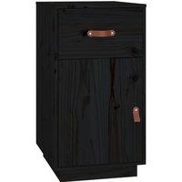Vidaxl Desk Cabinet Black 40X50X75 Cm Solid Wood Pine, Black