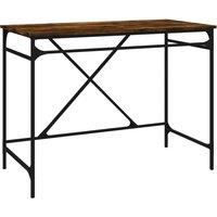Vidaxl Desk Smoked Oak 100X50X75 Cm Engineered Wood And Iron, Brown