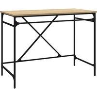 Vidaxl Desk Sonoma Oak 100X50X75 Cm Engineered Wood And Iron, Brown