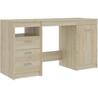 Vidaxl Desk Sonoma Oak 140X50X76 Cm Engineered Wood, Brown