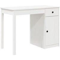 Vidaxl Desk White 100X50X75 Cm Solid Wood Pine, White