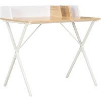 Vidaxl Desk White And Natural 80X50X84 Cm, White