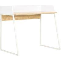 Vidaxl Desk White And Oak 90X60X88 Cm, White