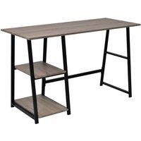 Vidaxl Desk With 2 Shelves Grey And Oak, Grey