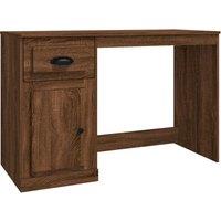 Vidaxl Desk With Drawer Brown Oak 115X50X75 Cm Engineered Wood, Brown