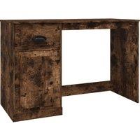 Vidaxl Desk With Drawer Smoked Oak 115X50X75 Cm Engineered Wood, Brown