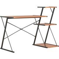 Vidaxl Desk With Shelf Black And Brown 116X50X93 Cm, Black