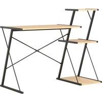 Vidaxl Desk With Shelf Black And Oak 116X50X93 Cm, Black