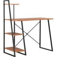 Vidaxl Desk With Shelving Unit Black And Brown 102X50X117 Cm, Brown