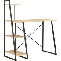 Vidaxl Desk With Shelving Unit Black And Oak 102X50X117 Cm, Black