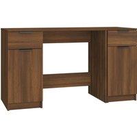 Vidaxl Desk With Side Cabinet Brown Oak Engineered Wood, Brown