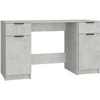 Vidaxl Desk With Side Cabinet Concrete Grey Engineered Wood, Grey
