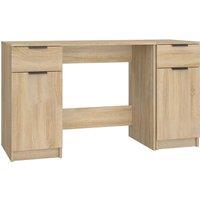 Vidaxl Desk With Side Cabinet Sonoma Oak Engineered Wood, Brown