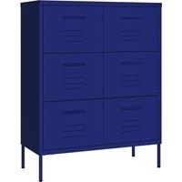 Vidaxl Drawer Cabinet Navy Blue 80X35X101.5 Cm Steel, Blue