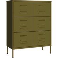 Vidaxl Drawer Cabinet Olive Green 80X35X101.5 Cm Steel, Green