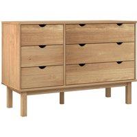 vidaXL Drawer Cabinet OTTA 111x42x73.5cm Solid Wood Pine, Brown