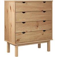 Vidaxl Drawer Cabinet Otta 76.5X39.5X90Cm Solid Wood Pine, Brown