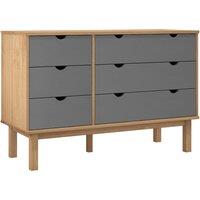 Vidaxl Drawer Cabinet Otta Brown&grey 111X42X73.5Cm Solid Wood Pine, Grey