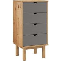 Vidaxl Drawer Cabinet Otta Brown&grey 46X39.5X90Cm Solid Wood Pine, Grey