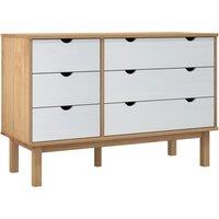Vidaxl Drawer Cabinet Otta Brown&white 111X42X73.5Cm Solid Wood Pine, White
