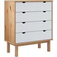 Vidaxl Drawer Cabinet Otta Brown&white 76.5X39.5X90Cm Solid Wood Pine, White