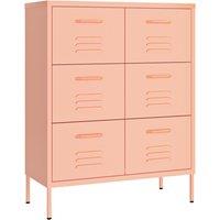 Vidaxl Drawer Cabinet Pink 80X35X101.5 Cm Steel, Pink