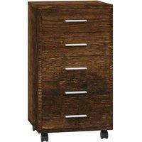 Vidaxl Drawer Cabinet With Castors Smoked Oak Engineered Wood, Brown