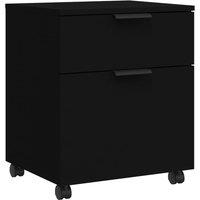 Vidaxl Mobile File Cabinet With Wheels Black 45X38X54Cm Engineered Wood, Black
