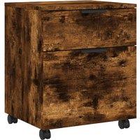 Vidaxl Mobile File Cabinet With Wheels Smoked Oak 45X38X54 Cm Engineered Wood, Brown