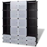 Vidaxl Modular Cabinet 18 Compartments Black And White 37X146X180.5 Cm, Black