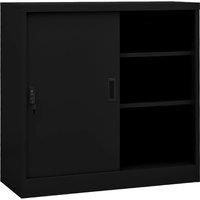 Vidaxl Office Cabinet With Sliding Door Black 90X40X90 Cm Steel, Black