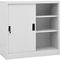 Vidaxl Office Cabinet With Sliding Door Light Grey 90X40X90 Cm Steel, Grey
