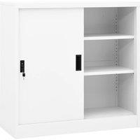 Vidaxl Office Cabinet With Sliding Door White 90X40X90 Cm Steel, White