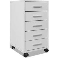 Vidaxl Office Drawer Unit With Castors 5 Drawers White, White
