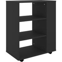 Vidaxl Rolling Cabinet Black 60X35X75 Cm Engineered Wood, Black