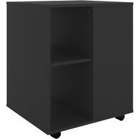 Vidaxl Rolling Cabinet Black 60X53X72 Cm Engineered Wood, Black