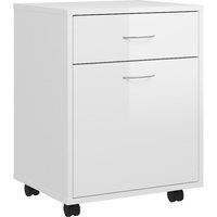 Vidaxl Rolling Cabinet High Gloss White 45X38X54 Cm Engineered Wood, White