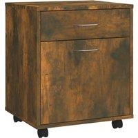 Vidaxl Rolling Cabinet Smoked Oak 45X38X54 Cm Engineered Wood, Brown
