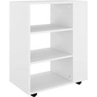 Vidaxl Rolling Cabinet White 60X35X75 Cm Engineered Wood, White