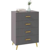 HOMCOM Bedroom Chest Of Drawers, 4-drawer Dresser w/ Aluminium Legs